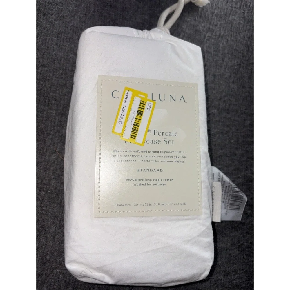 Casaluna Supima Cotton Percale 2PK Pillowcase Set Standard